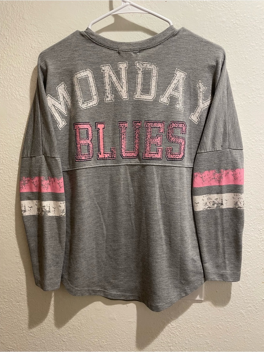 Y2K Varsity Stripe Long Sleeve Top Grey Pink XS Coquette